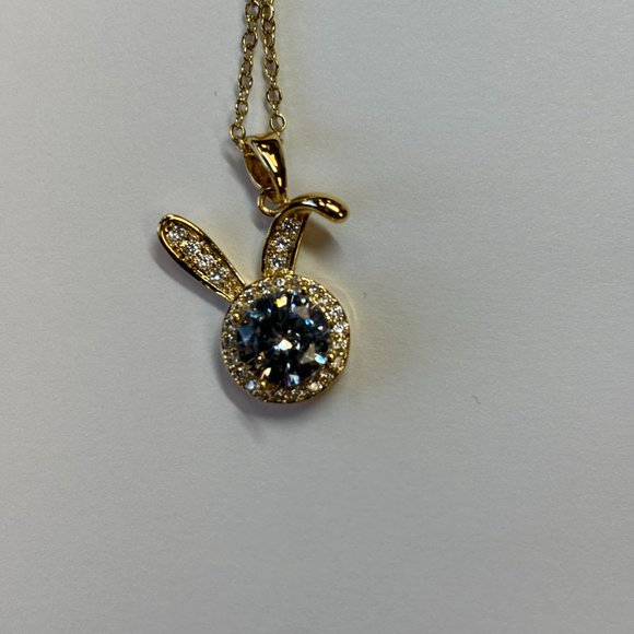Gold 1.5 ct Zircon and Rabbit Face Pendant Necklace - Picture 4 of 17